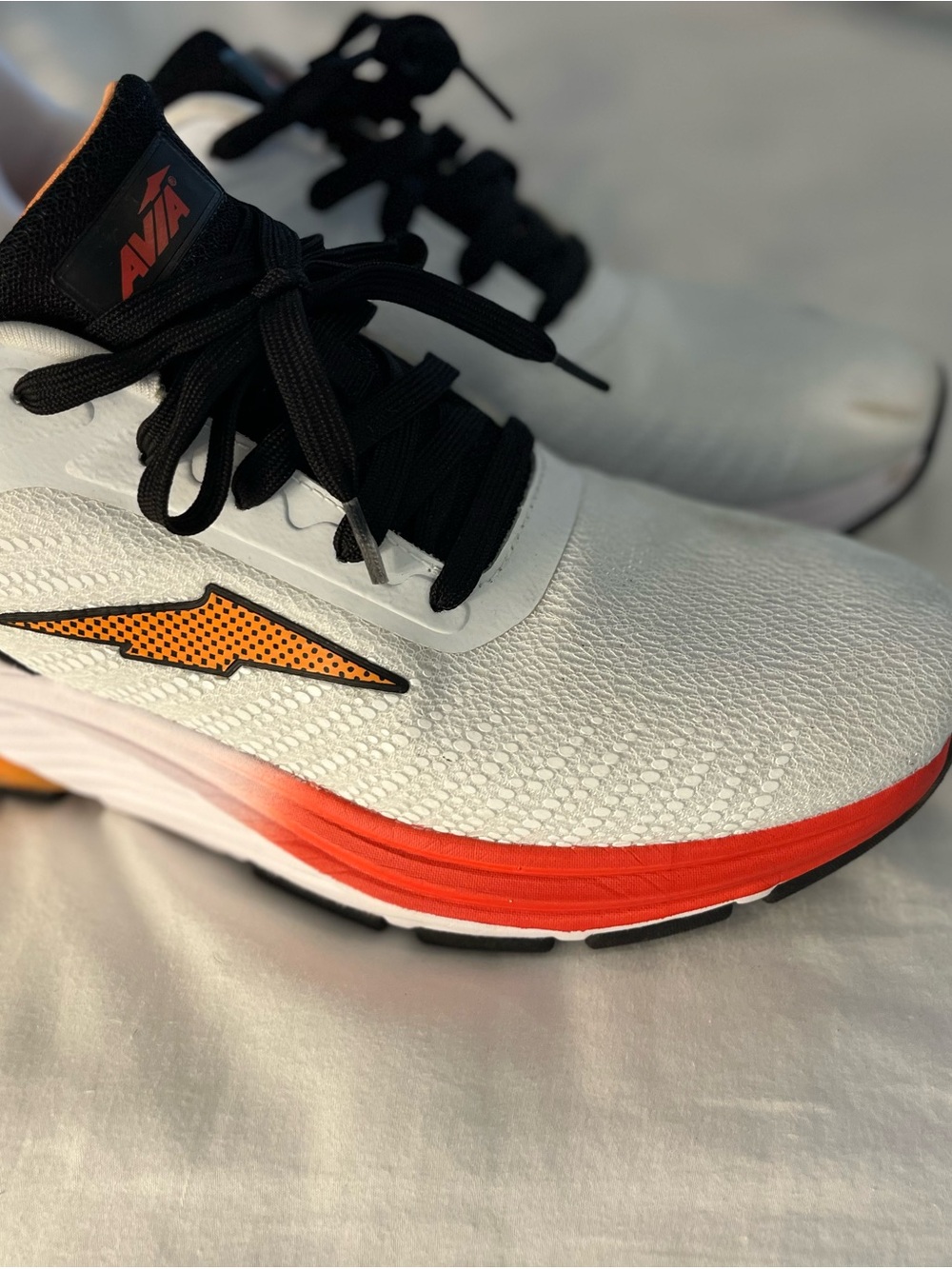 Avia Men’s White Running Shoes with Orange and Black Accents